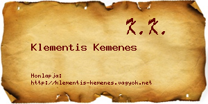 Klementis Kemenes névjegykártya